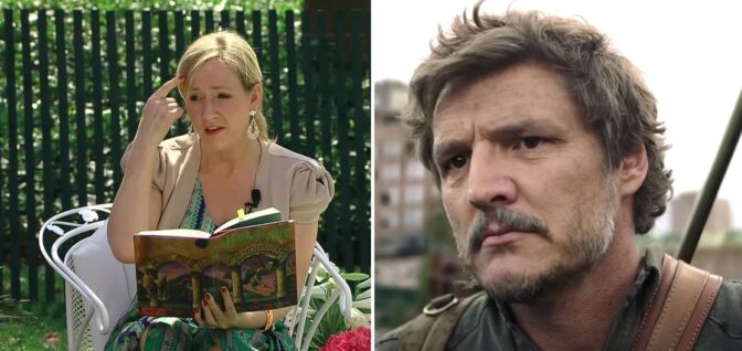 J.K. Rowling och Pedro Pascal. 